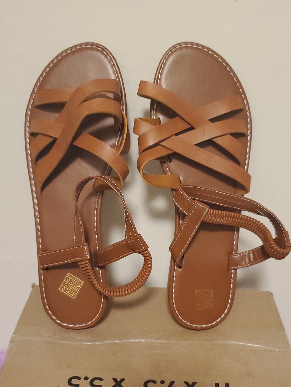 a new day Brown Strappy Flat Sandals